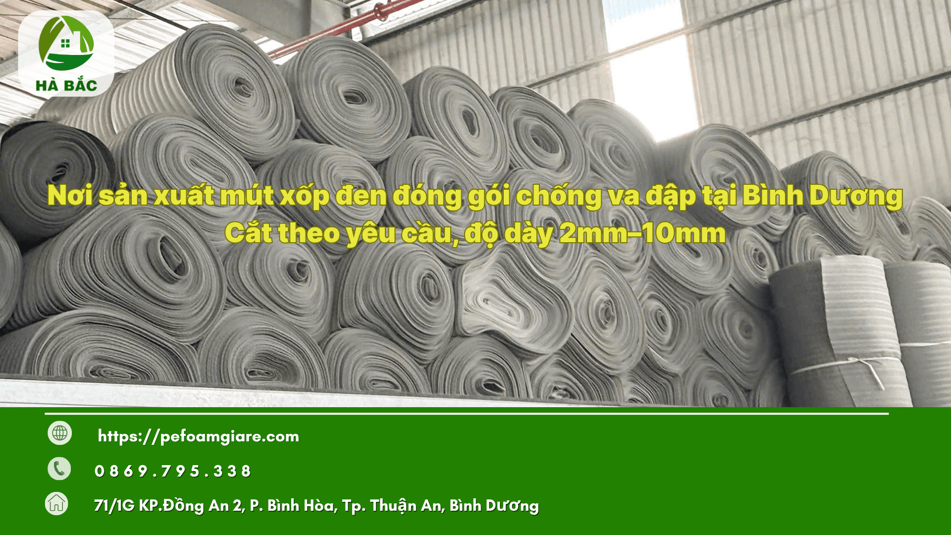 Nơi sản xuất mút xốp đen đóng gói chống va đập tại Bình Dương – Cắt theo yêu cầu, độ dày 2mm–100mm, giá sỉ