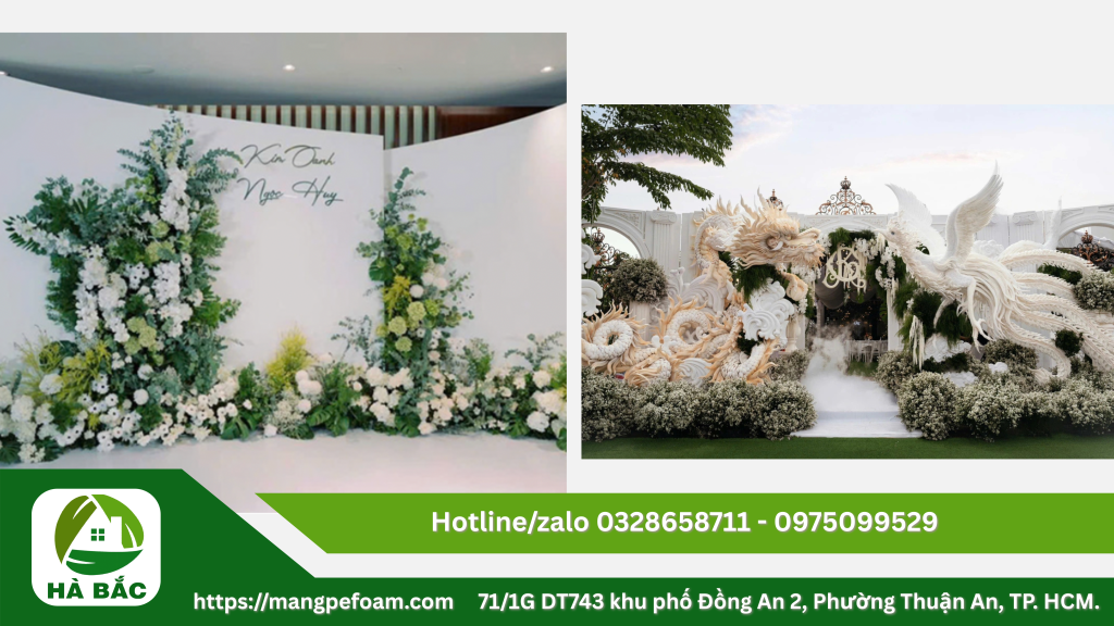 Xốp dẻo cắm hoa làm cổng cưới tráp cưới